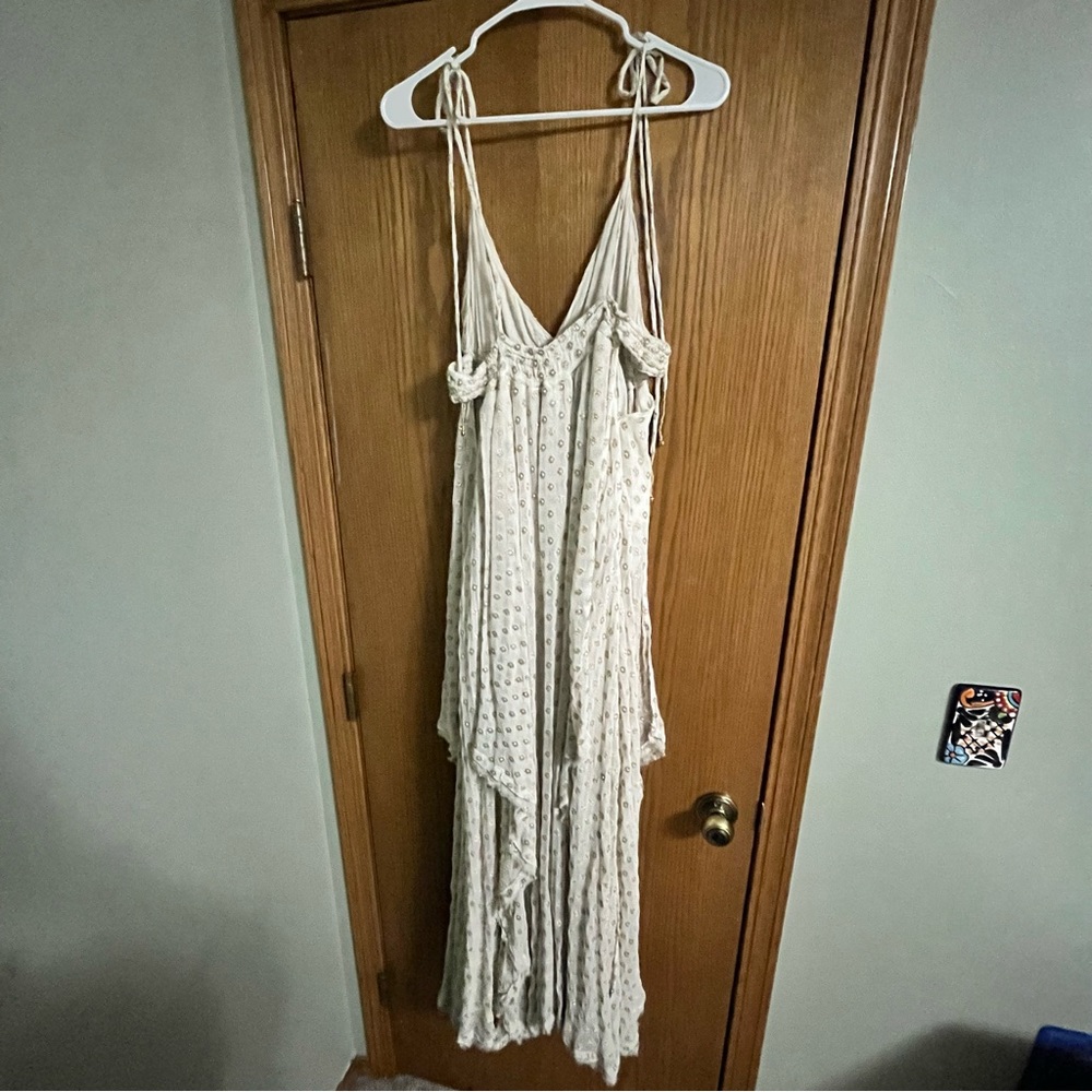 Free People Meredith Metallic Embroidered Smocked Open Back Maxi Dress - Picture 5 of 6